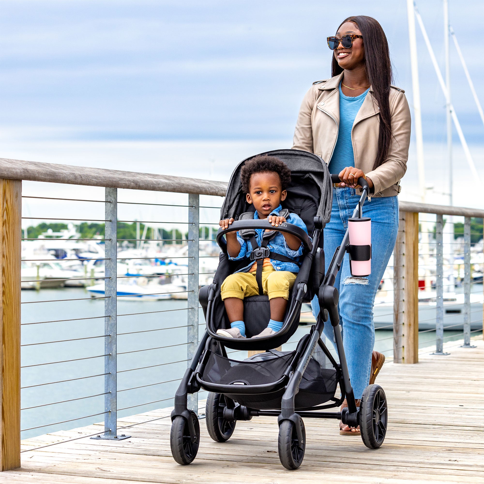 Evenflo Pivot Xpand Modular Travel System w/LiteMax Infant Car Seat, Sabino Gray - VMInnovations