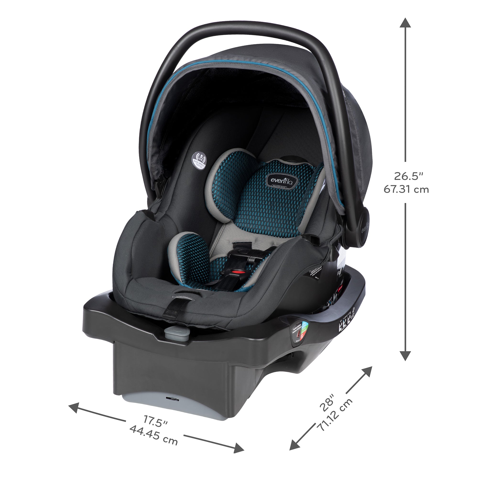Evenflo LiteMax DLX Infant Car Seat w/SafeZone Load Leg Technology, Sawyer Gray - VMInnovations