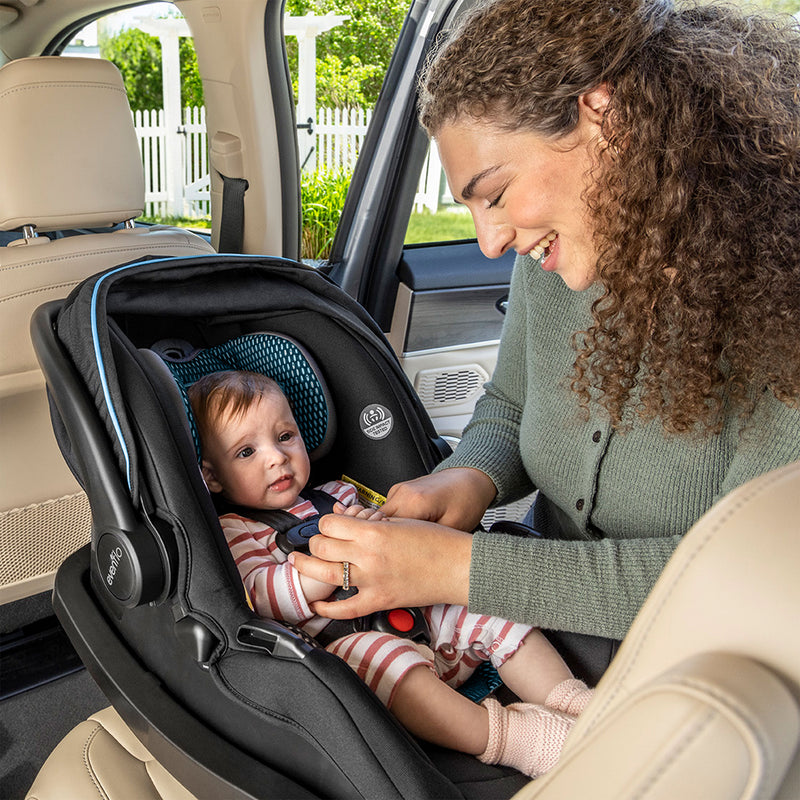 Evenflo LiteMax DLX Infant Car Seat w/SafeZone Load Leg Technology, Sawyer Gray