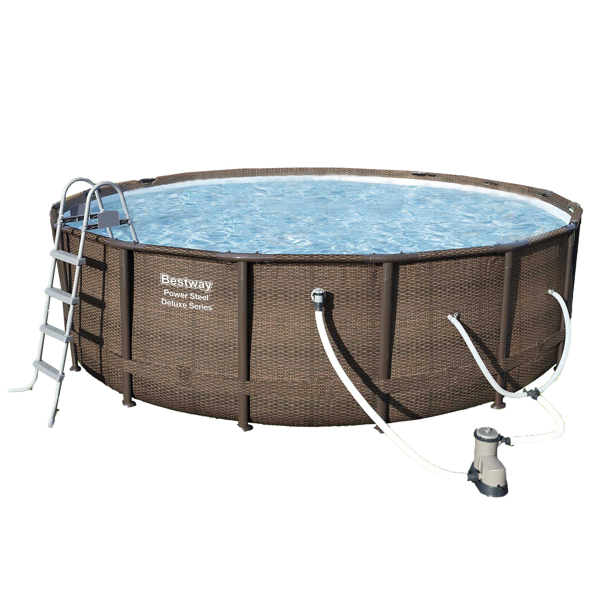 Bestway Multicolor LED Waterfall & 14'x42" Round Above Ground Swimming Pool Set