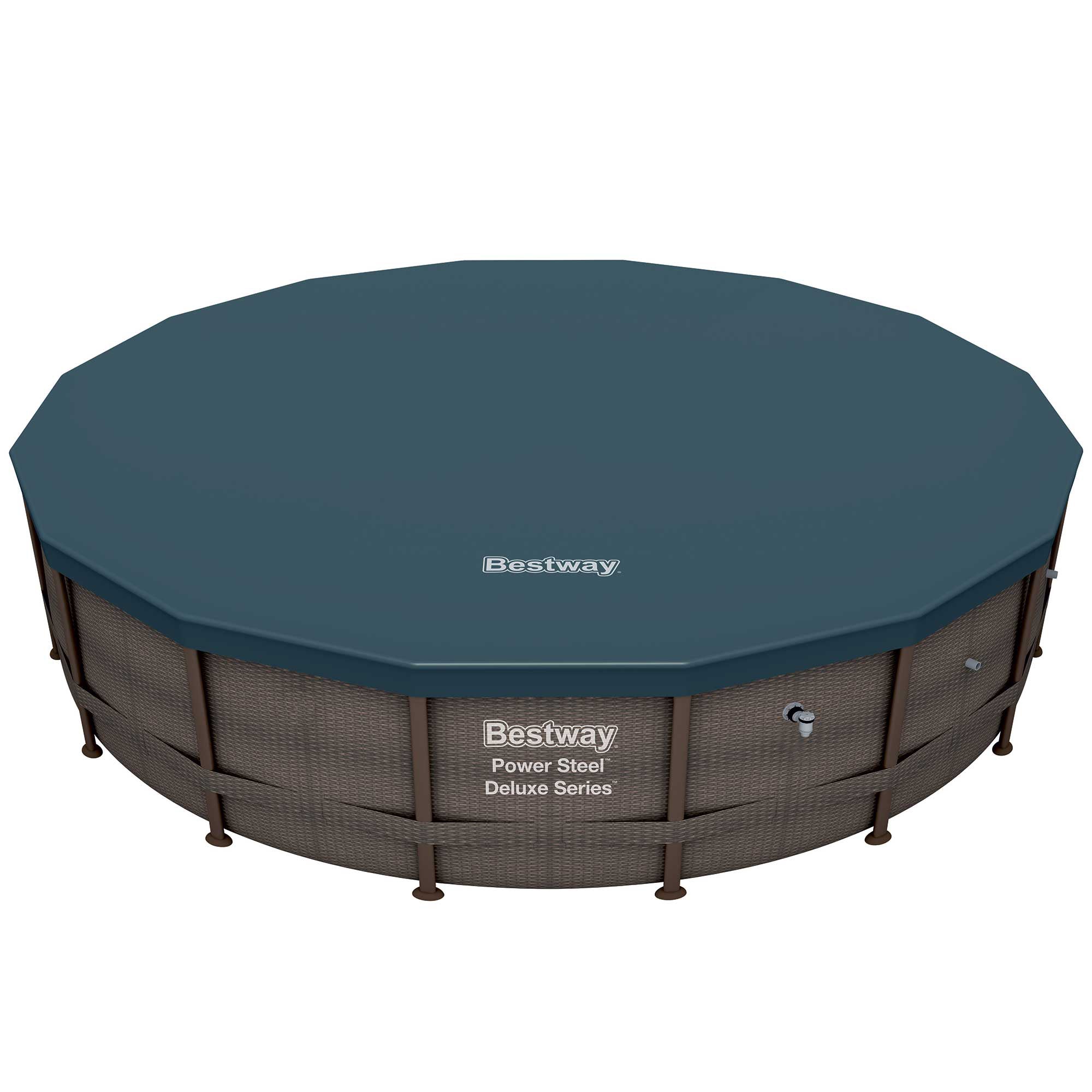 Bestway Multicolor LED Waterfall & 14'x42" Round Above Ground Swimming Pool Set
