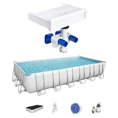 Bestway Multicolor LED Waterfall & 24'x12'x52" Above Ground Swimming Pool Set