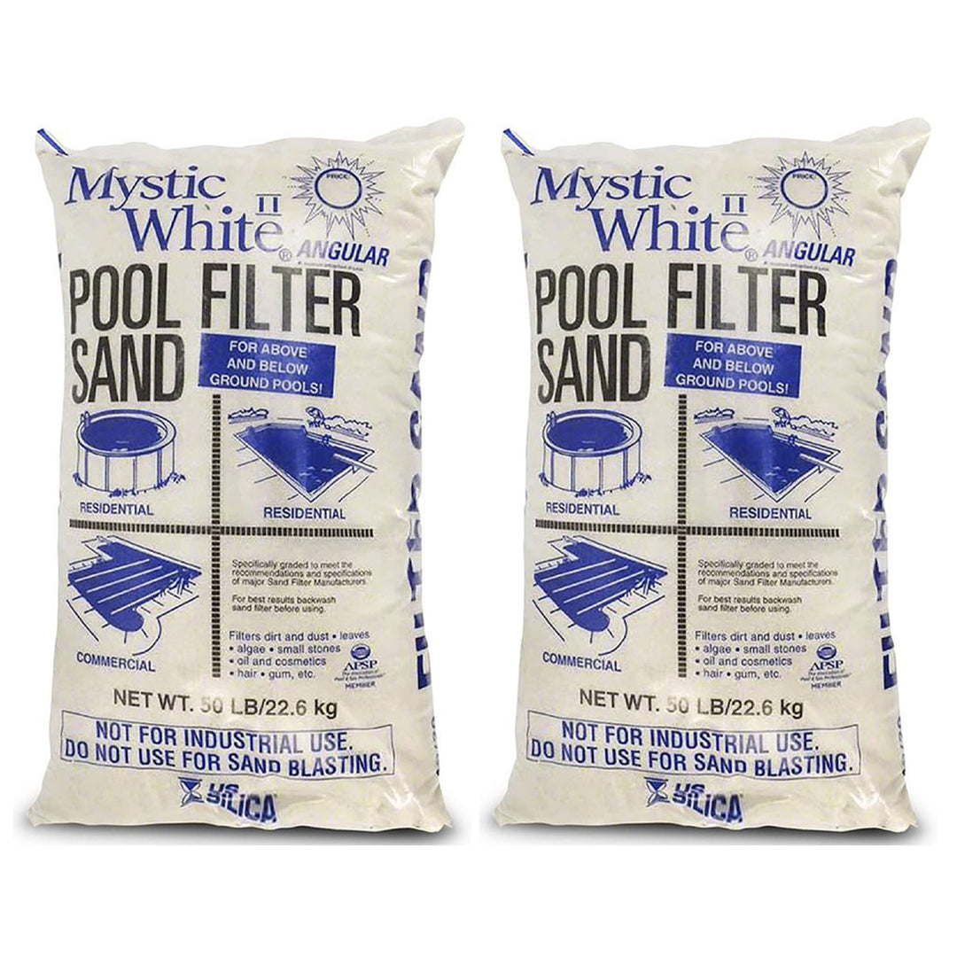 U.S. Silica 50 Pound Mystic White II Swimming Pool Filter Sand, White (2 Pack)