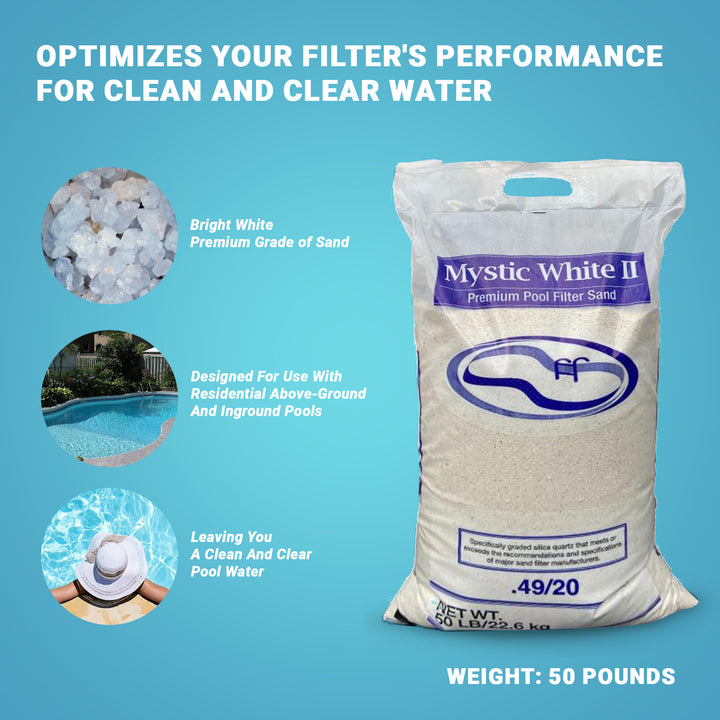 U.S. Silica 50 Pound Mystic White II Swimming Pool Filter Sand, White (2 Pack)