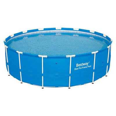 Bestway Multicolor LED Waterfall & 15' x 48" Round Above Ground Swimming Pool