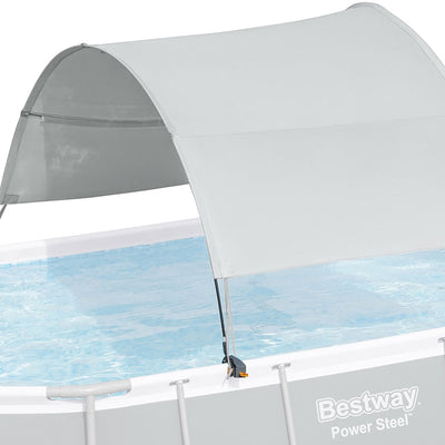 Bestway Flowclear UPF Canopy with Power Steel 18' x 9' x 52" Swimming Pool Set
