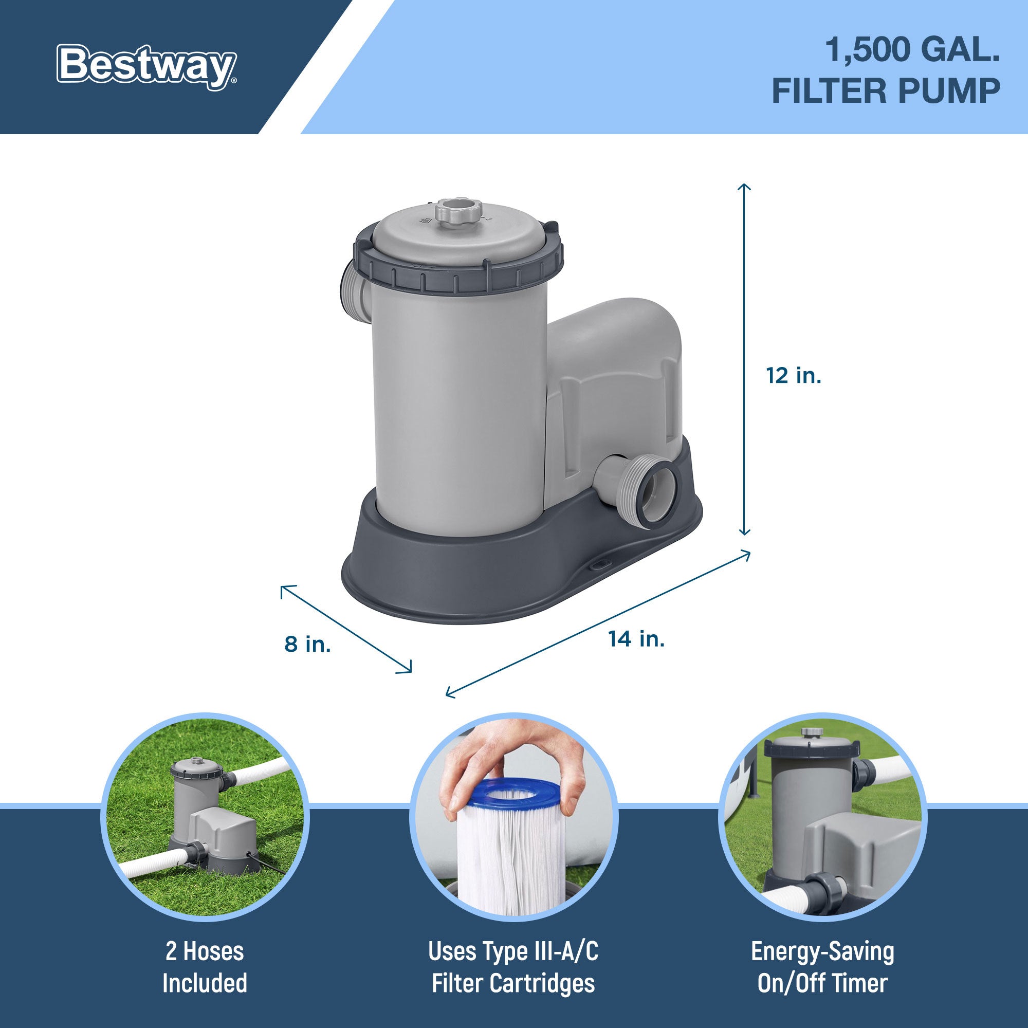 Bestway Flowclear UPF Canopy with Power Steel 18' x 9' x 52" Swimming Pool Set