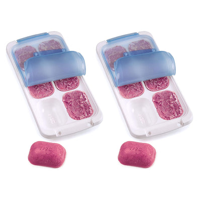 PrepWorks Freezer Pods Half Cup 6 Serving Food Storage Tray, White/Blue (2 Pack)