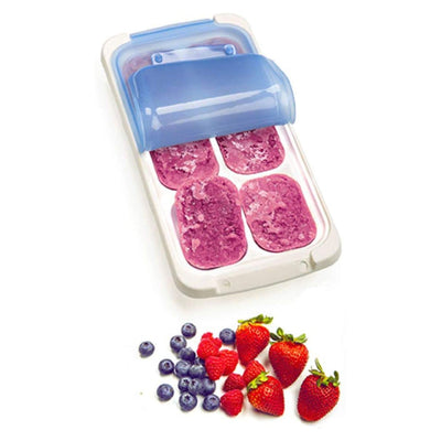 PrepWorks Freezer Pods Half Cup 6 Serving Food Storage Tray, White/Blue (2 Pack)