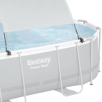 Bestway Flowclear UPF Canopy with Power Steel 14'x8'2"x39.5" Swim Vista Pool Set