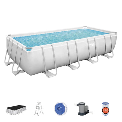Bestway Flowclear UPF Canopy with Power Steel 18' x 9' x 48" Swimming Pool Set