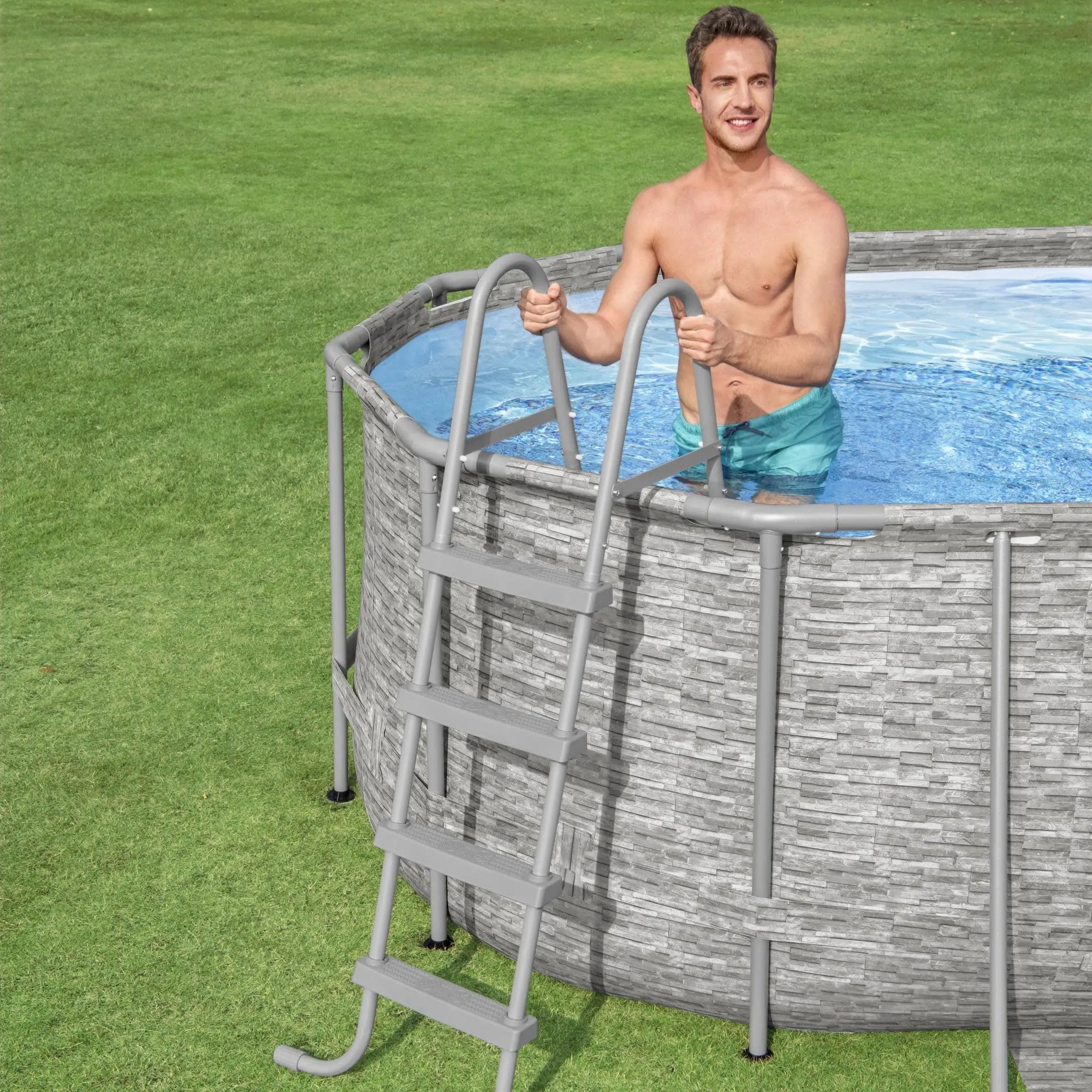 Bestway Flowclear UPF Canopy with Power Steel Swim Vista Above Ground Pool Set