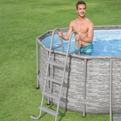 Bestway Flowclear UPF Canopy with Power Steel Swim Vista Above Ground Pool Set