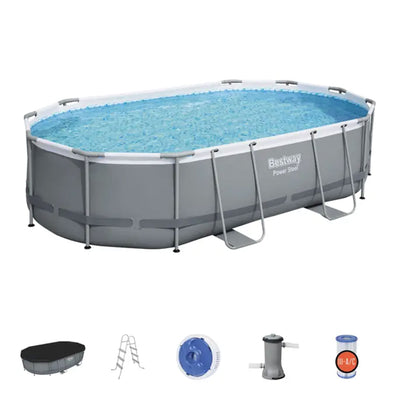 Bestway Flowclear UPF Canopy with Power Steel 16' x 10' x 42" Swimming Pool Set