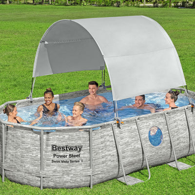 Bestway Flowclear UPF Canopy with Power Steel 16' x 10' x 42" Swimming Pool Set
