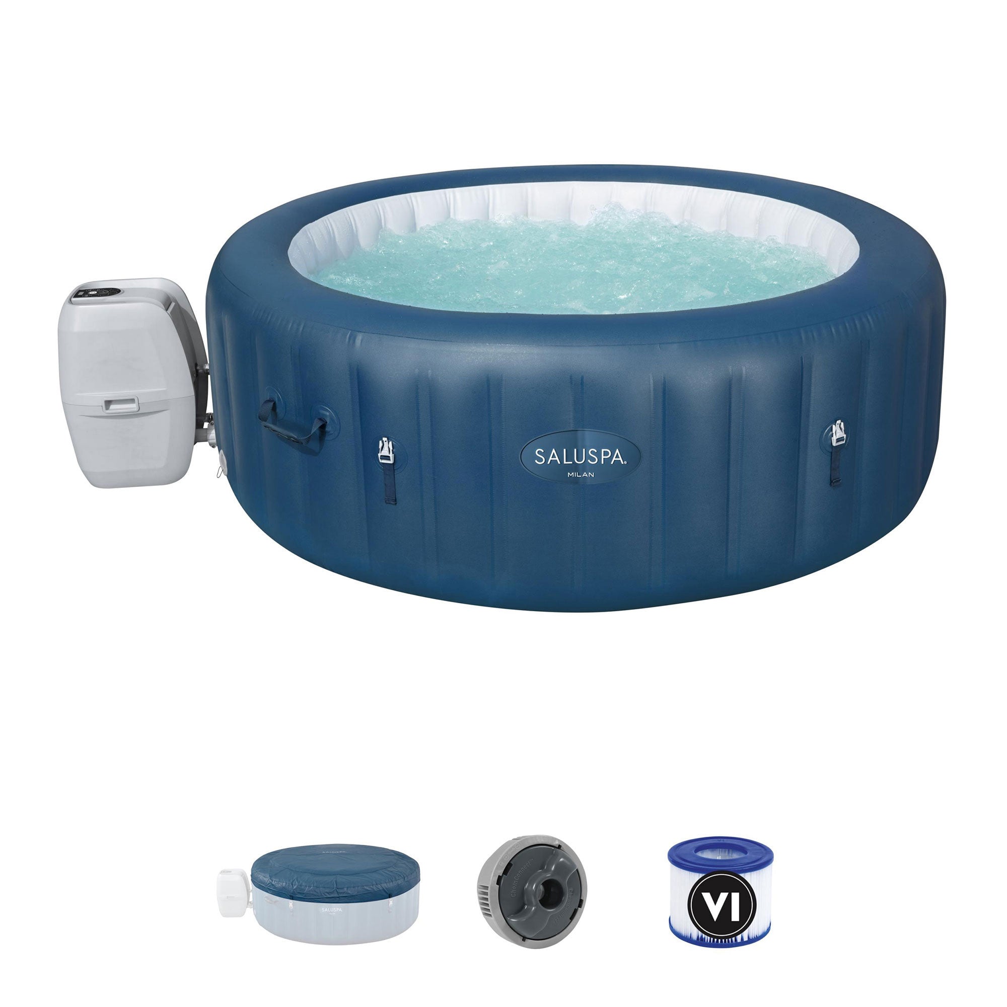 Bestway SaluSpa Sun Shade Canopy with Milan SaluSpa Inflatable Outdoor Hot Tub - VMInnovations