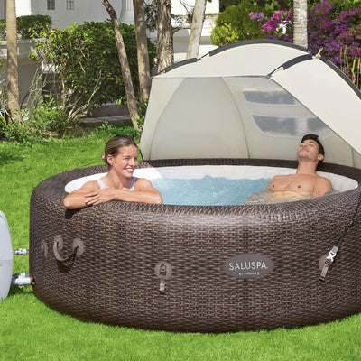 Bestway SaluSpa Sun Shade Canopy with Milan SaluSpa Inflatable Outdoor Hot Tub