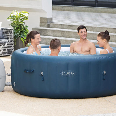 Bestway SaluSpa Sun Shade Canopy with Milan SaluSpa Inflatable Outdoor Hot Tub