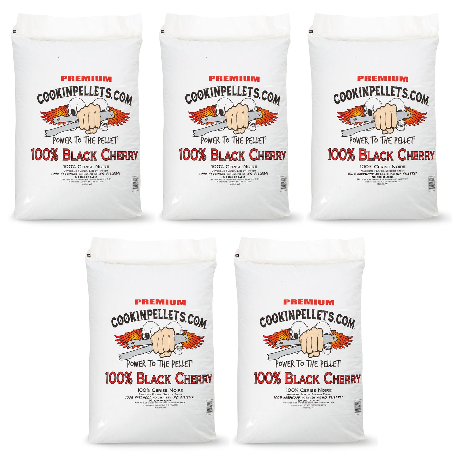 CookinPellets 40 Pound Black Cherry Grill Smoker Hardwood Wood Pellets (5 Pack) - VMInnovations