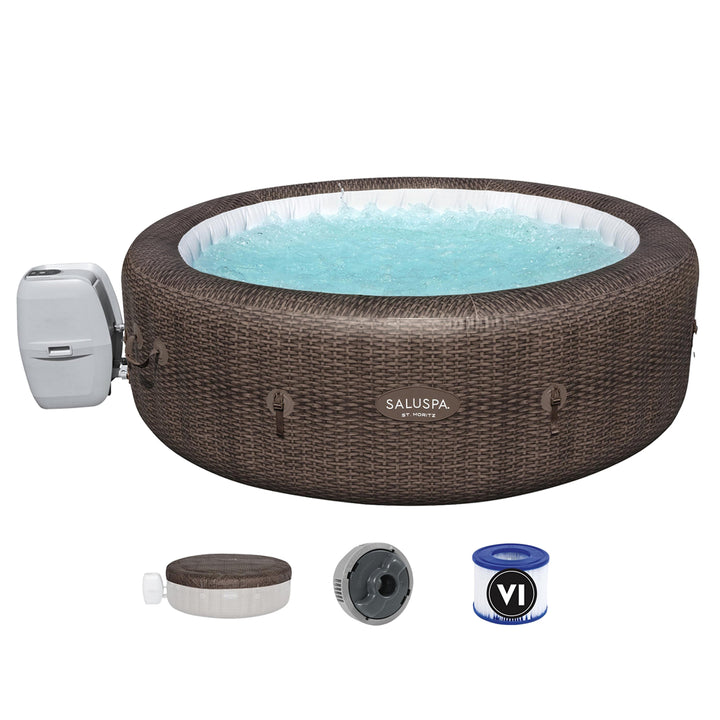 Bestway SaluSpa Sun Shade Canopy w/ St Mortiz SaluSpa Inflatable Outdoor Hot Tub