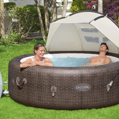 Bestway SaluSpa Sun Shade Canopy w/ St Mortiz SaluSpa Inflatable Outdoor Hot Tub