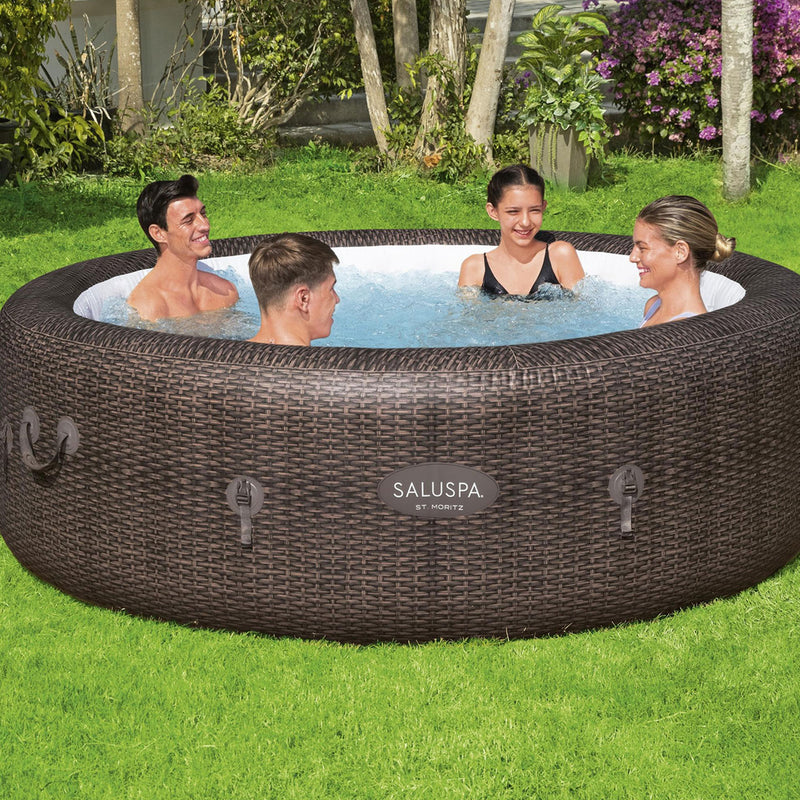 Bestway SaluSpa Sun Shade Canopy w/ St Mortiz SaluSpa Inflatable Outdoor Hot Tub