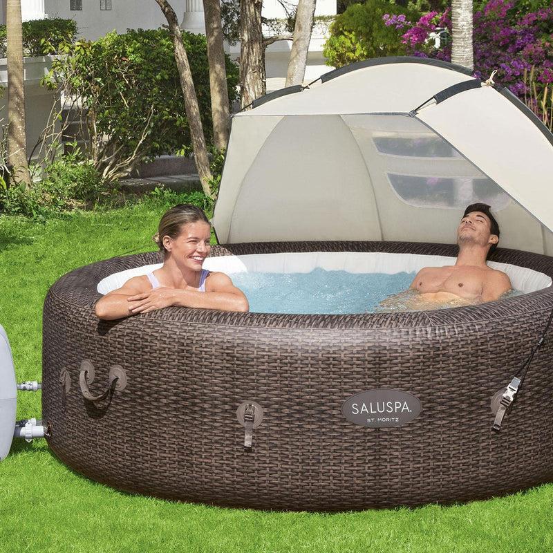 Bestway SaluSpa Sun Shade Canopy with Aruba SaluSpa Inflatable Outdoor Hot Tub