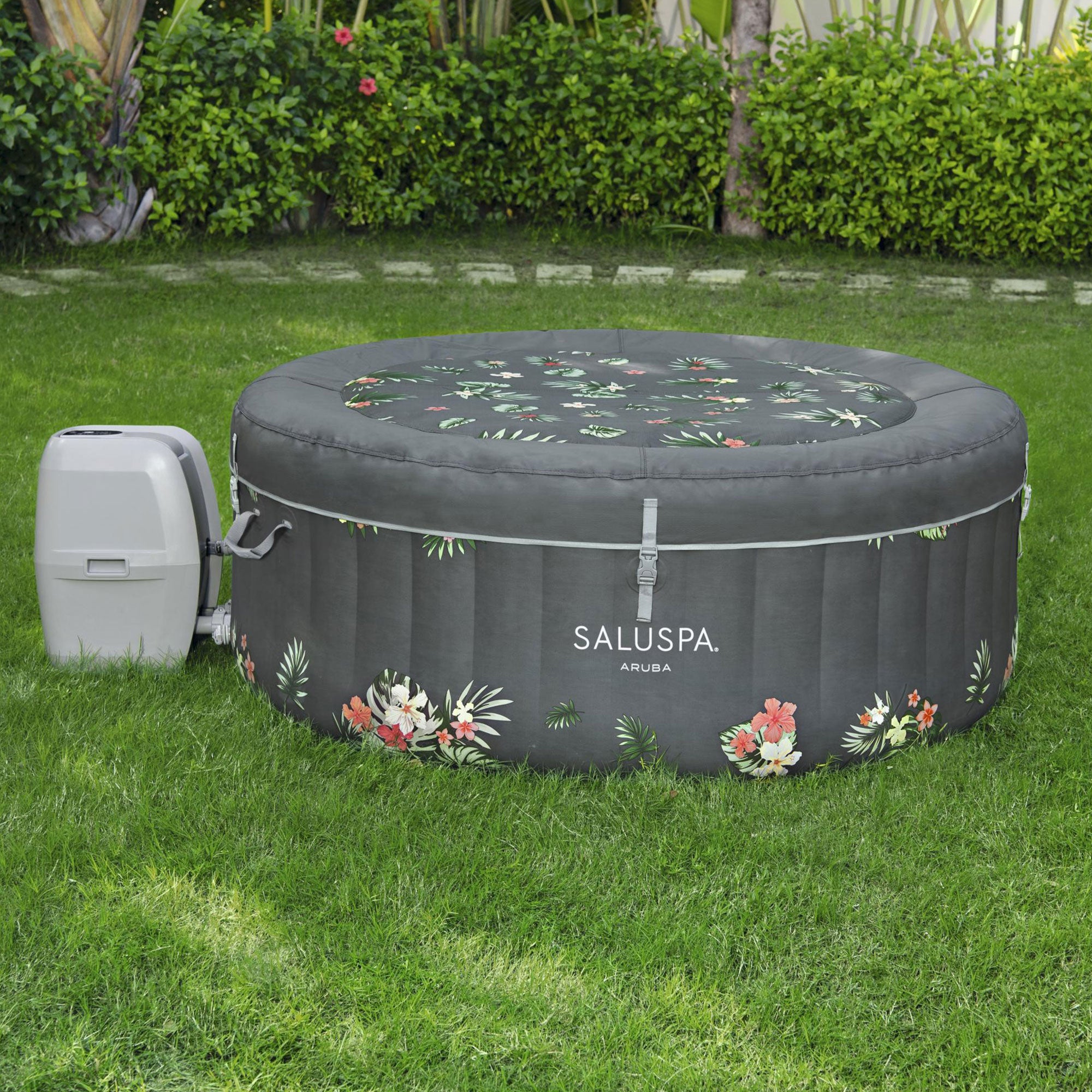 Bestway SaluSpa Sun Shade Canopy with Aruba SaluSpa Inflatable Outdoor Hot Tub - VMInnovations