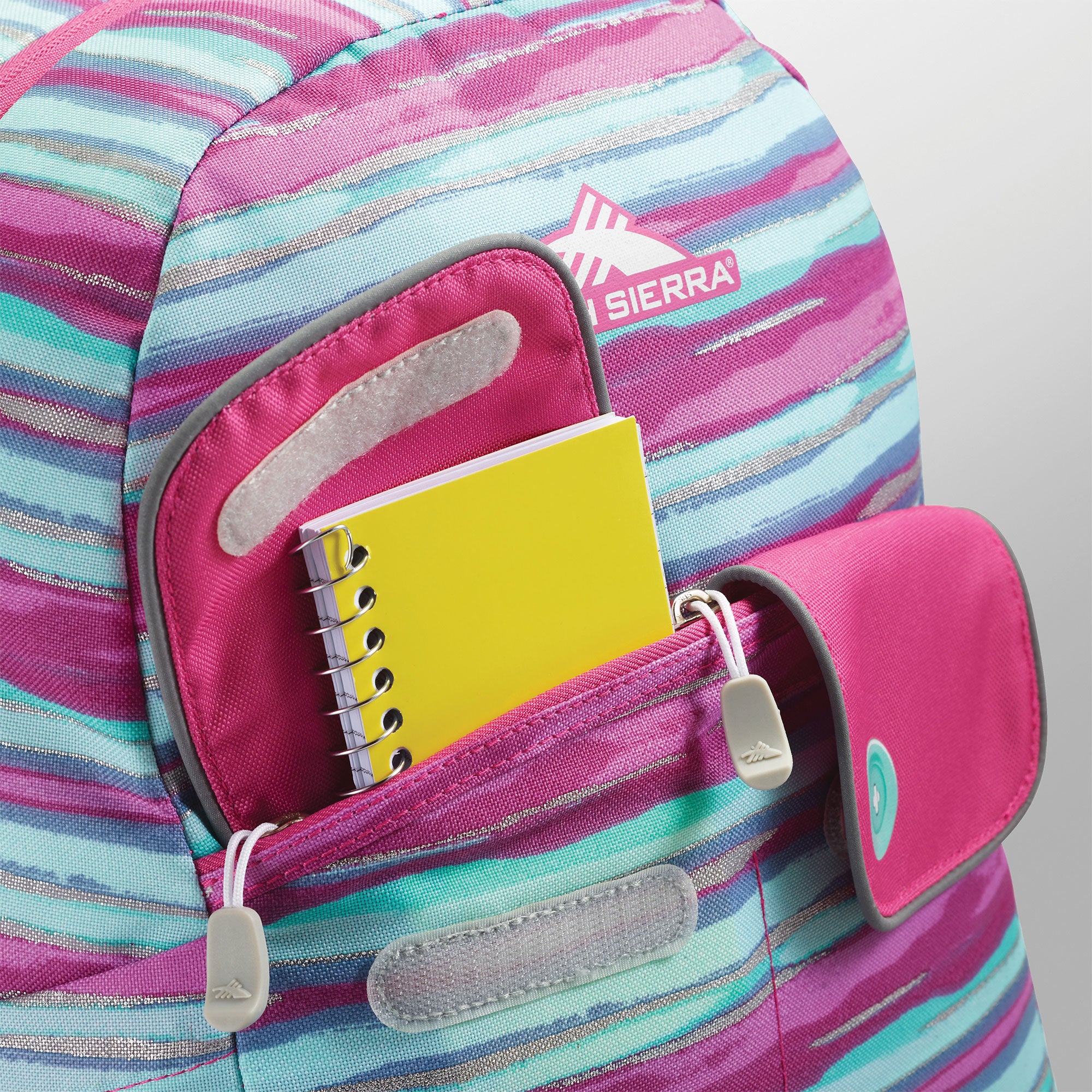 High Sierra Chiqui School Backpack with Tablet Sleeve, 18L, Watercolor Stripes