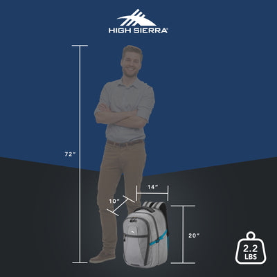 High Sierra Fairlead Computer Laptop Travel Backpack with Zipper Closure, Gray