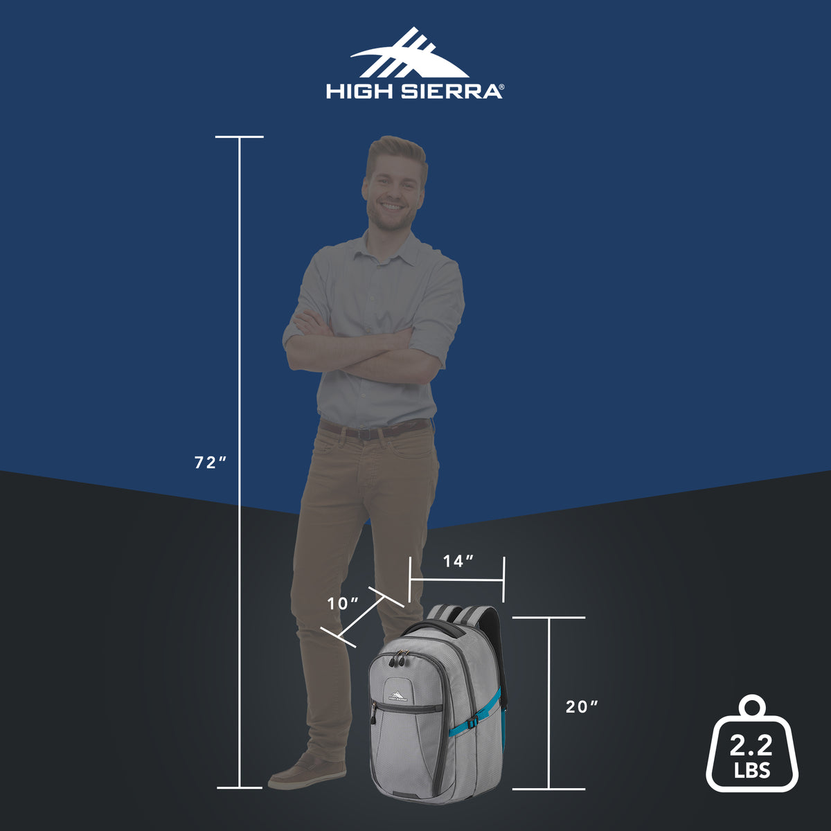 High Sierra Fairlead Computer Laptop Travel Backpack with Zipper Closure, Gray