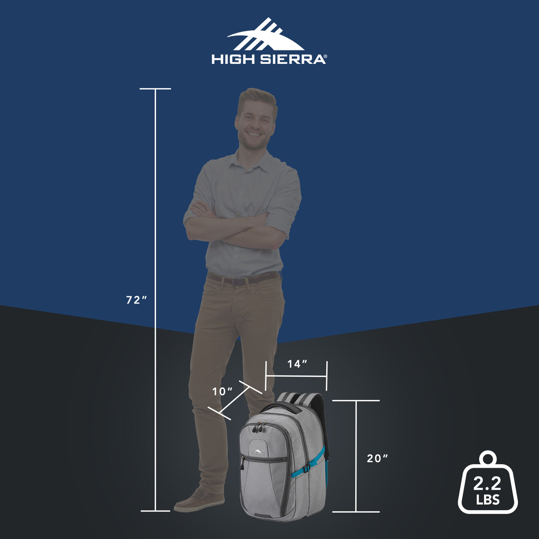 High Sierra Computer Laptop Travel Backpack with Zipper Closure, Gray (Used)