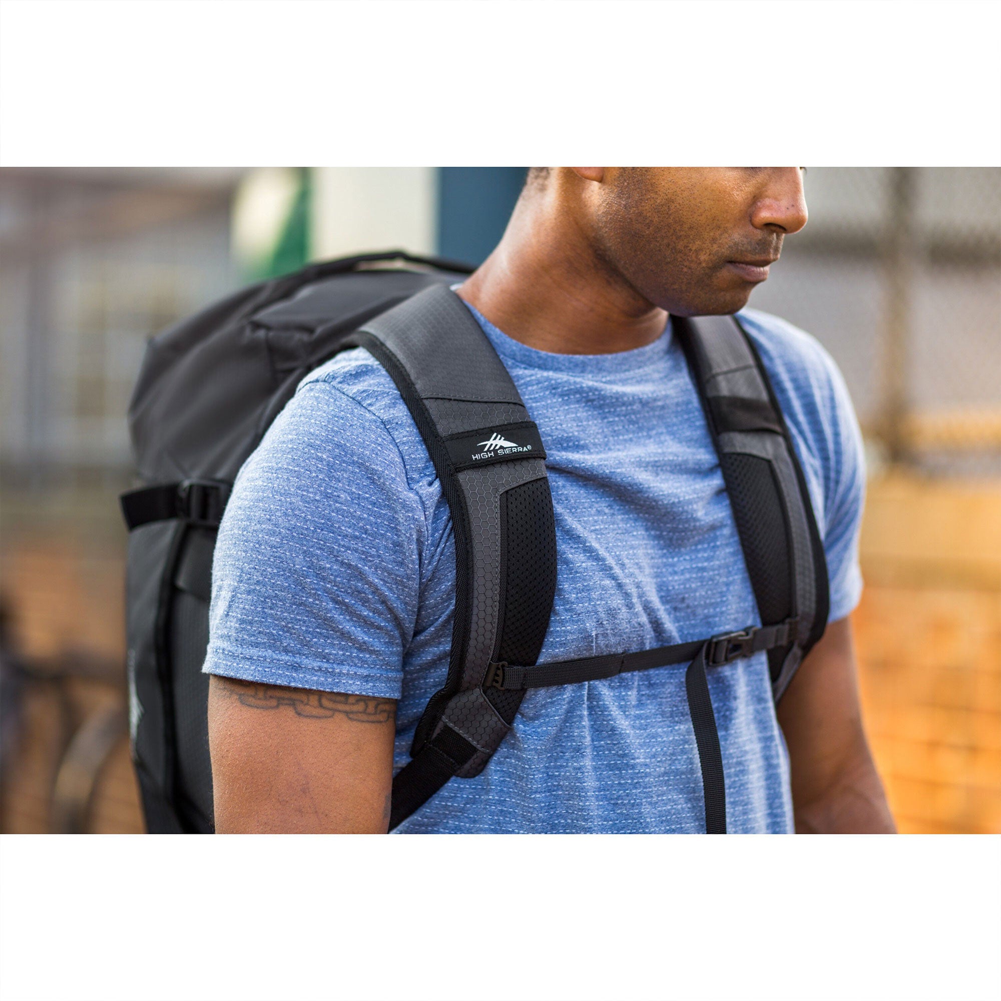 High Sierra Fairlead Travel Overnight Duffel Backpack Gym Bag, Steel Gray/Blue - VMInnovations