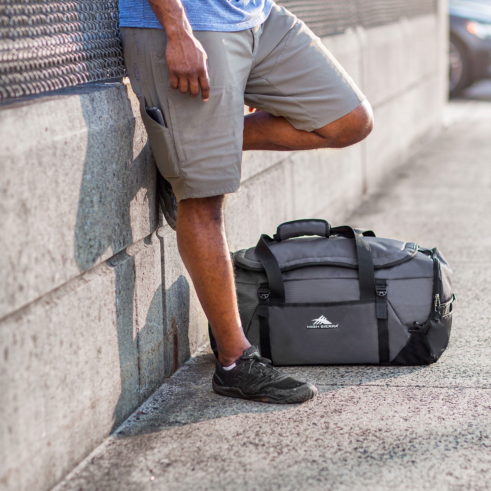 High Sierra Fairlead Travel Overnight Duffel Backpack Gym Bag, Steel Gray/Blue - VMInnovations