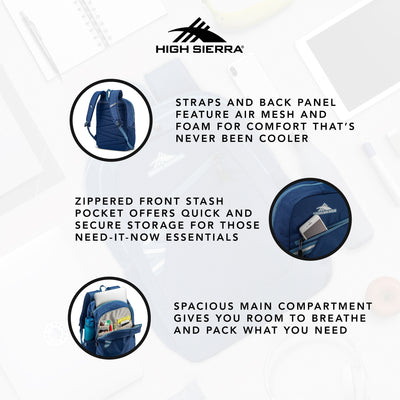 High Sierra Outburst 2.0 Backpack w/Padded Sleeve, Graphite Blue/True Navy(Used) - VMInnovations
