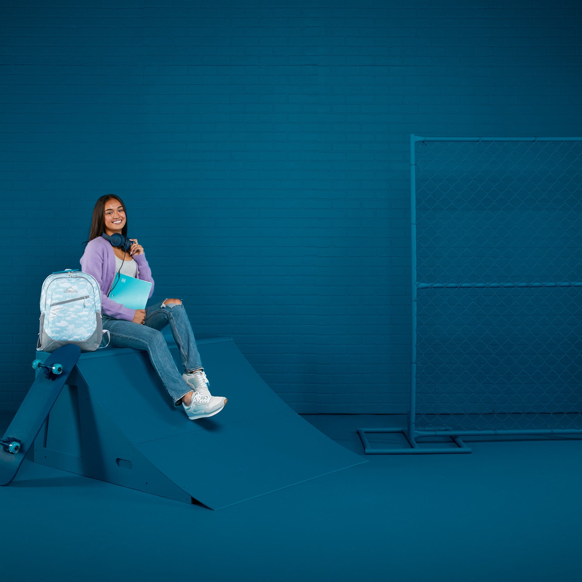 High Sierra Outburst 2.0 Carry On Backpack w/Padded Laptop/Tablet Sleeve, Clouds - VMInnovations