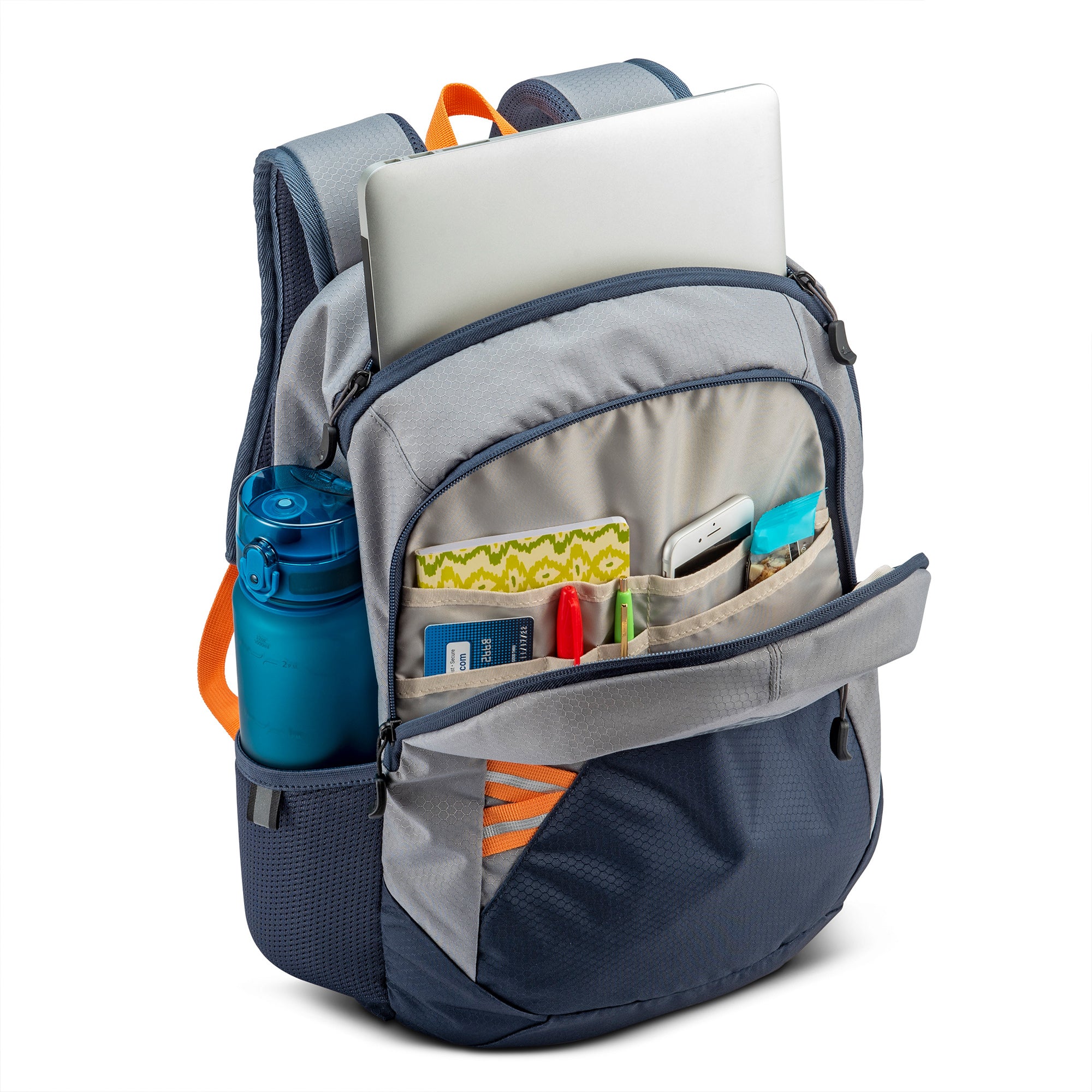 Outburst 2.0 Backpack with Padded Laptop Sleeve, Steel Grey/Indigo (Open Box) - VMInnovations