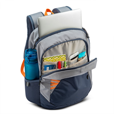 High Sierra Outburst 2.0 Backpack with Padded Laptop Sleeve, Steel Grey/Indigo