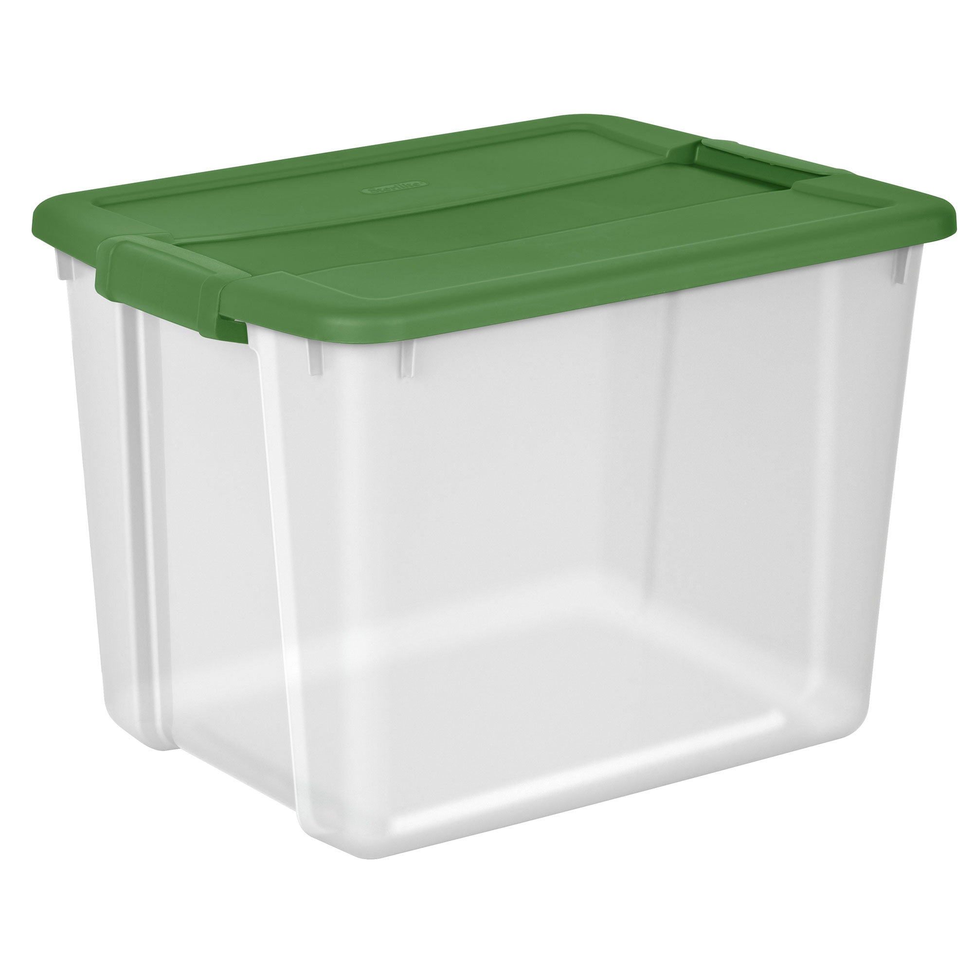 Sterilite 12 Gal Latching Lid Holiday Storage Tote Organizer Bin, Green, 8 Pack