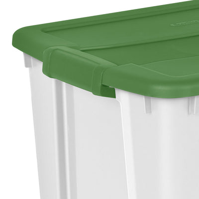 Sterilite 12 Gal Latching Lid Holiday Storage Tote Organizer Bin, Green, 16 Pack