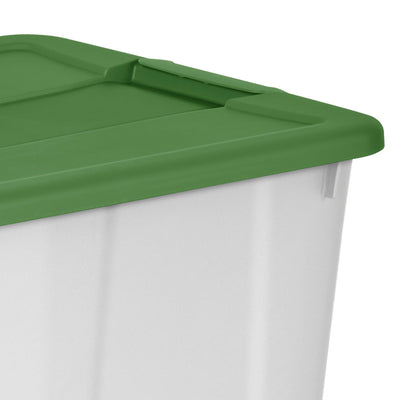 Sterilite 12 Gal Latching Lid Holiday Storage Tote Organizer Bin, Green, 16 Pack
