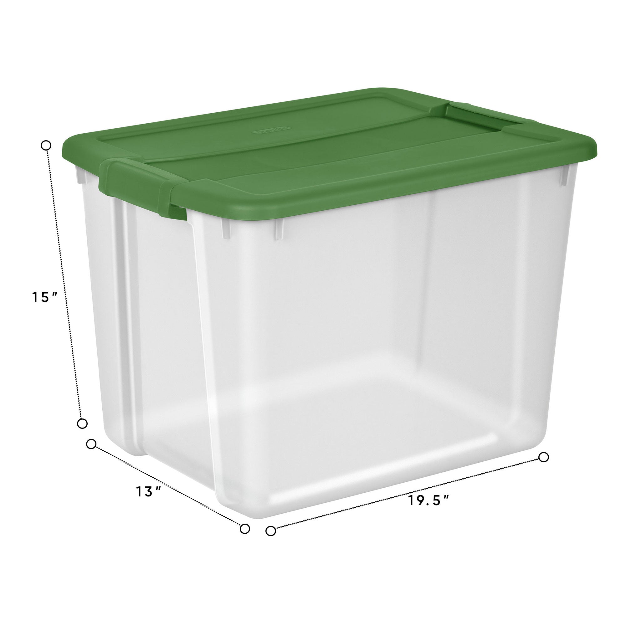 Sterilite 12 Gal Latching Lid Holiday Storage Tote Organizer Bin, Green, 8 Pack