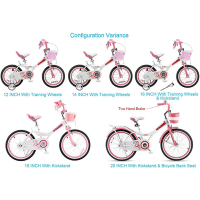 RoyalBaby Jenny Princess 20" Kids Bike w/Kickstand, Basket & Bell, Pink(Used) - VMInnovations