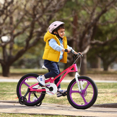 RoyalBaby RoyalMg Galaxy Fleet 18" Bicycle w/ 2 Disc Brakes, Fuchsia (For Parts) - VMInnovations