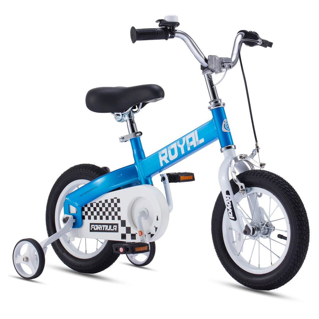 RoyalBaby Formula 16 Inch Kids Bike with Kickstand and Training Wheels, Blue