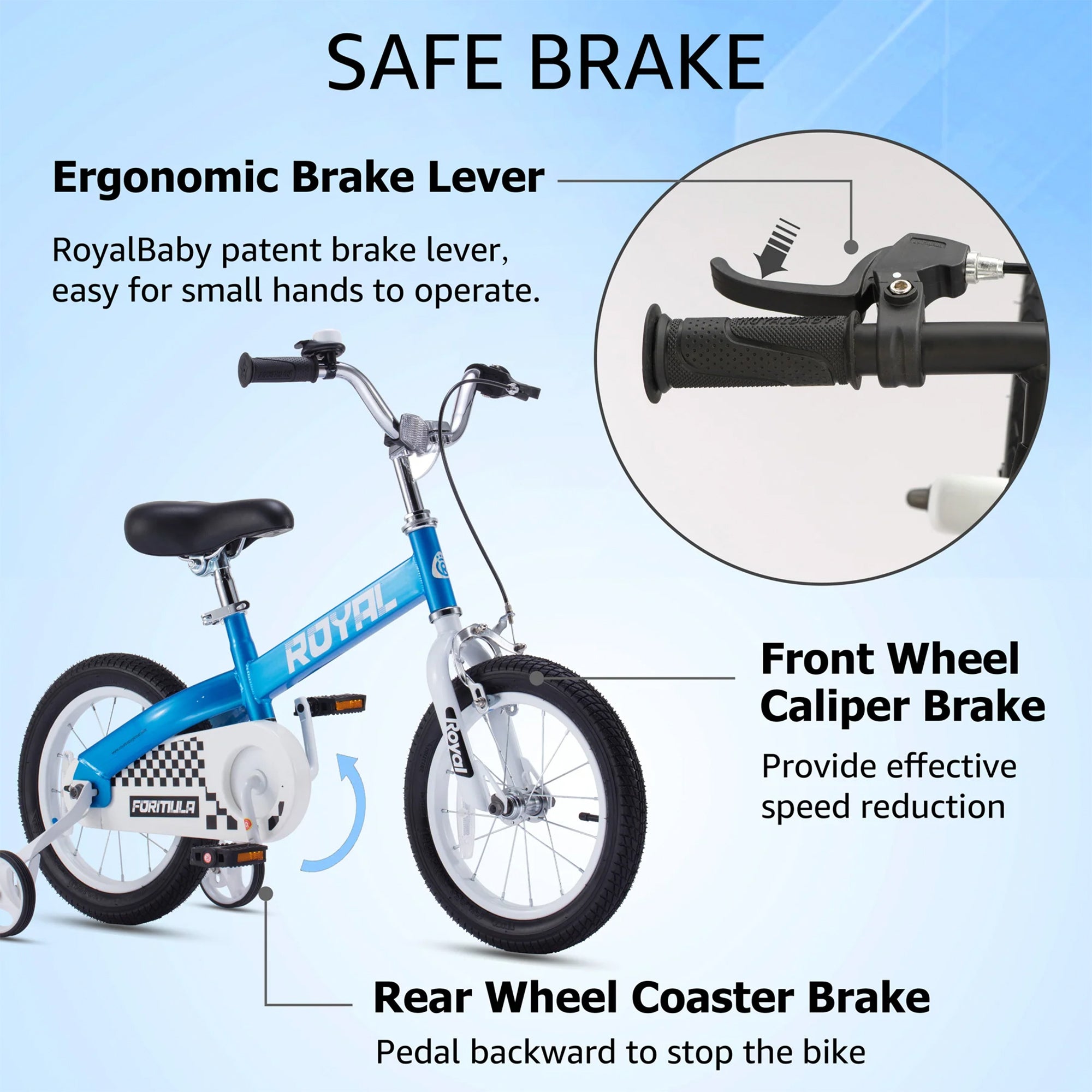 RoyalBaby Formula 16' Kids Bike with Kickstand and Training Wheels, Blue (Used) - VMInnovations