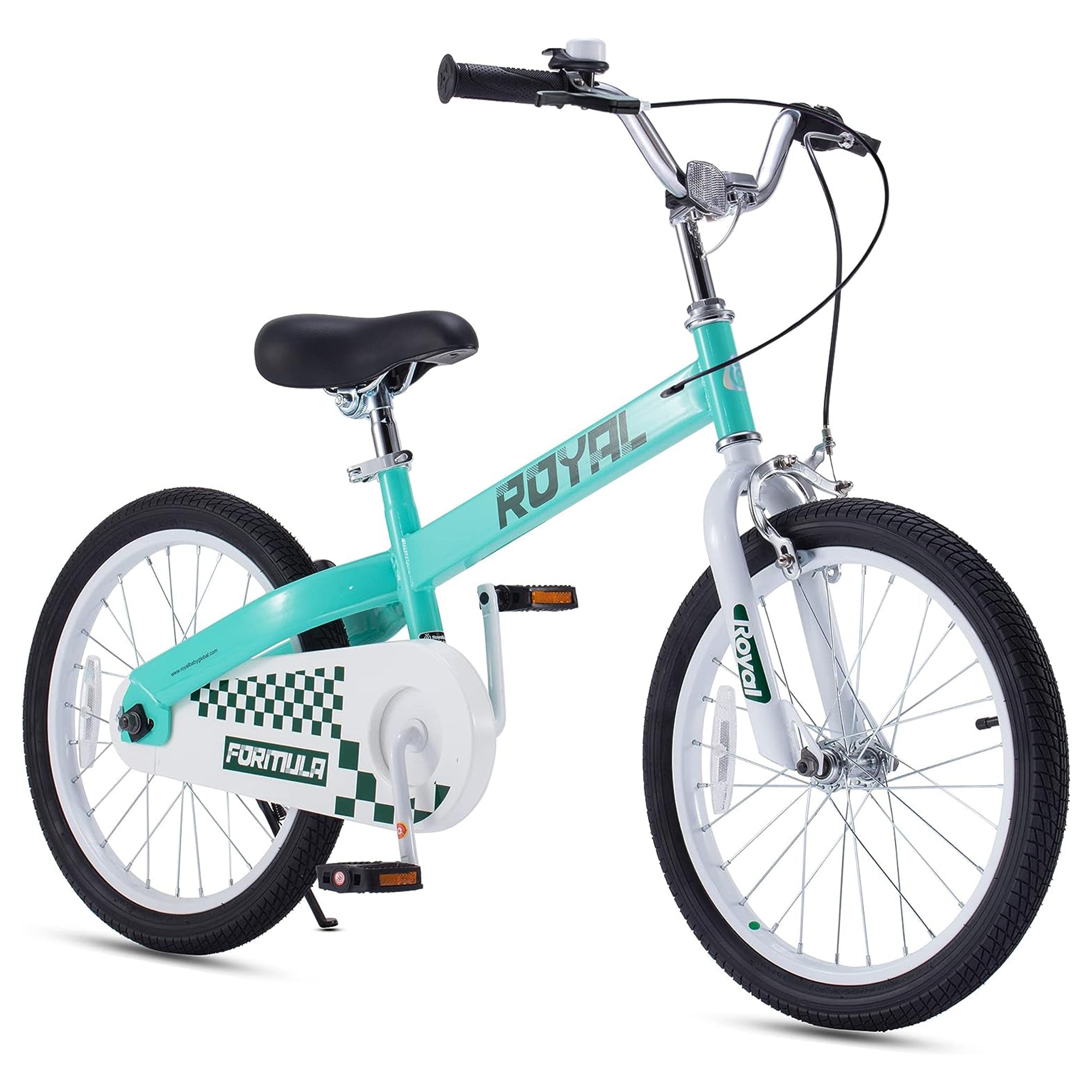 RoyalBaby Formula 20" Kids Bike w/Kickstand & Dual Hand Brakes, Green (Open Box) - VMInnovations