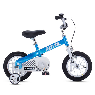 RoyalBaby Formula 12 Inch Bike with Training Wheels & Coaster Brake, Blue (Used)