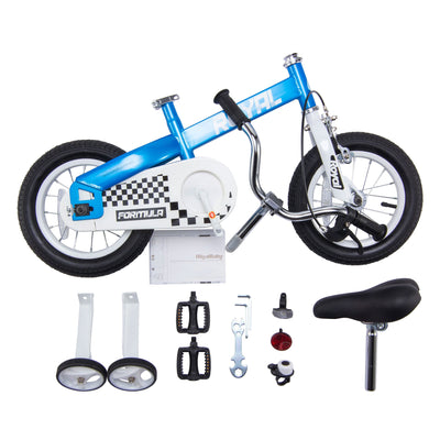 RoyalBaby Formula 12" Kids Bike w/Training Wheels & Coaster Brake,Blue Open Box)