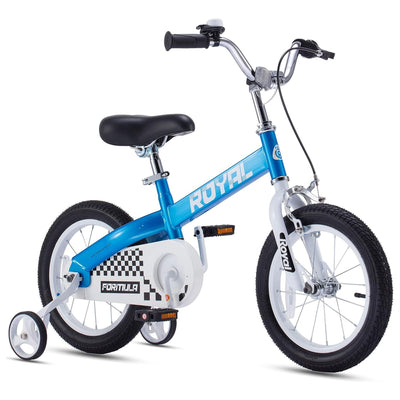 RoyalBaby Formula 14" Bike with Training Wheels & Coaster Brake, Blue (Open Box) - VMInnovations
